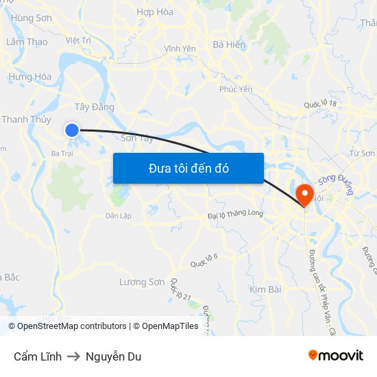 Cẩm Lĩnh to Nguyễn Du map