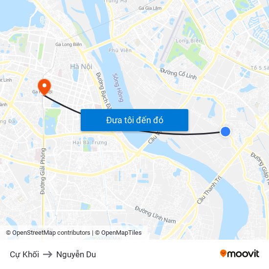 Cự Khối to Nguyễn Du map