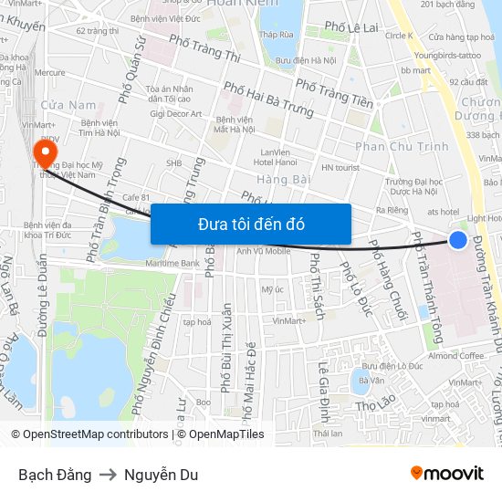 Bạch Đằng to Nguyễn Du map