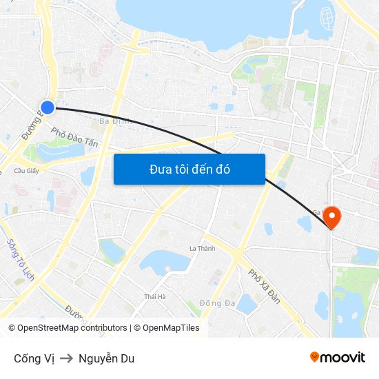 Cống Vị to Nguyễn Du map