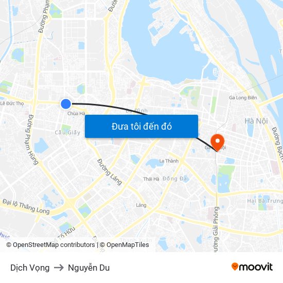 Dịch Vọng to Nguyễn Du map