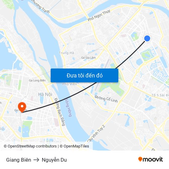 Giang Biên to Nguyễn Du map