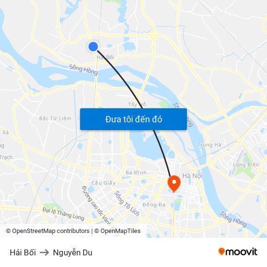 Hải Bối to Nguyễn Du map