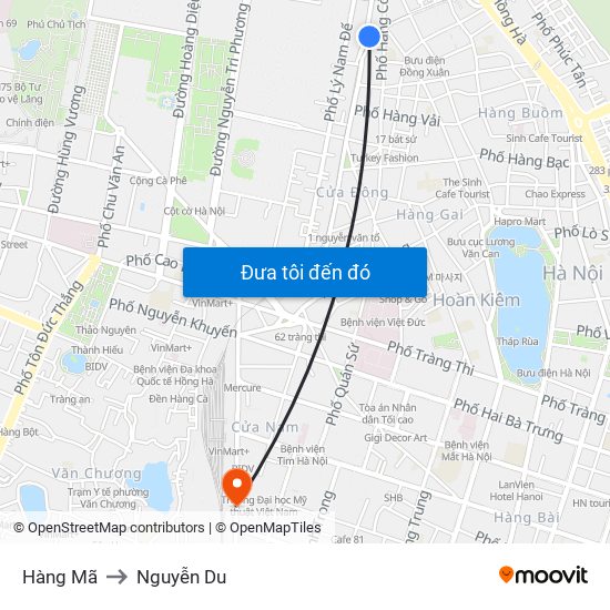 Hàng Mã to Nguyễn Du map