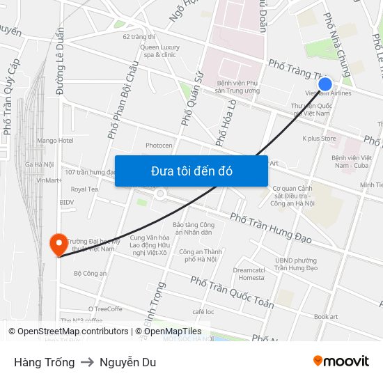 Hàng Trống to Nguyễn Du map
