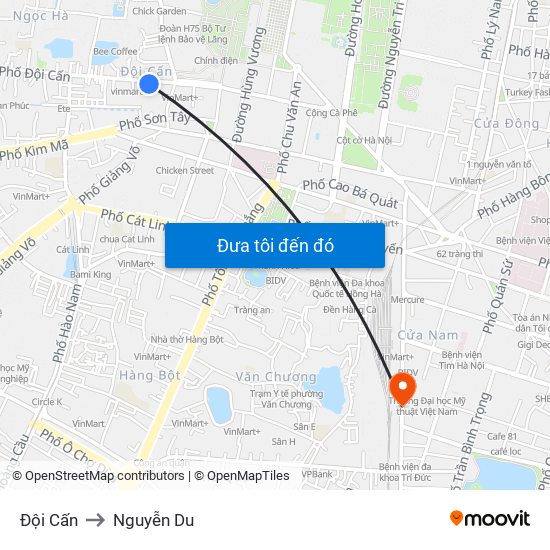 Đội Cấn to Nguyễn Du map