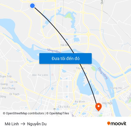 Mê Linh to Nguyễn Du map