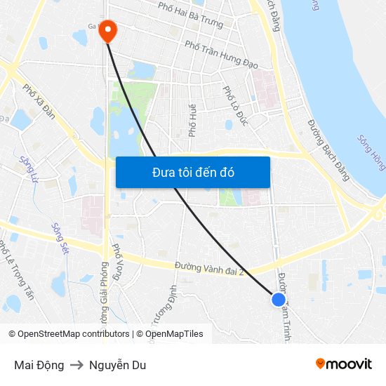 Mai Động to Nguyễn Du map