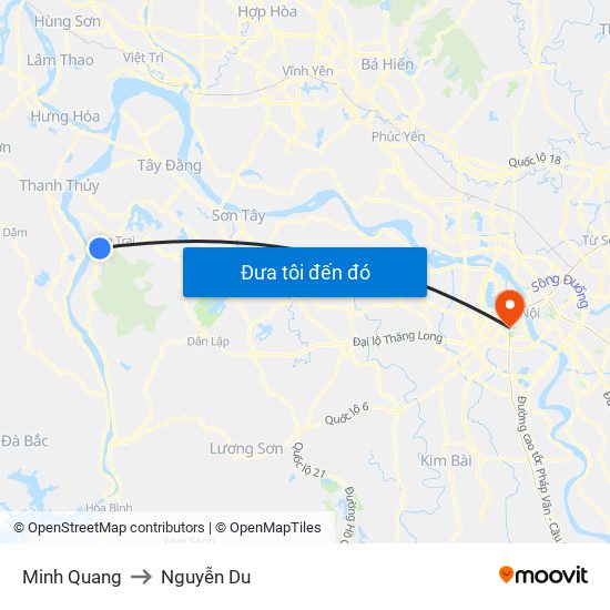 Minh Quang to Nguyễn Du map