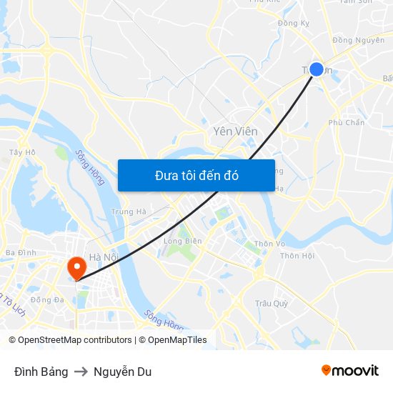 Đình Bảng to Nguyễn Du map