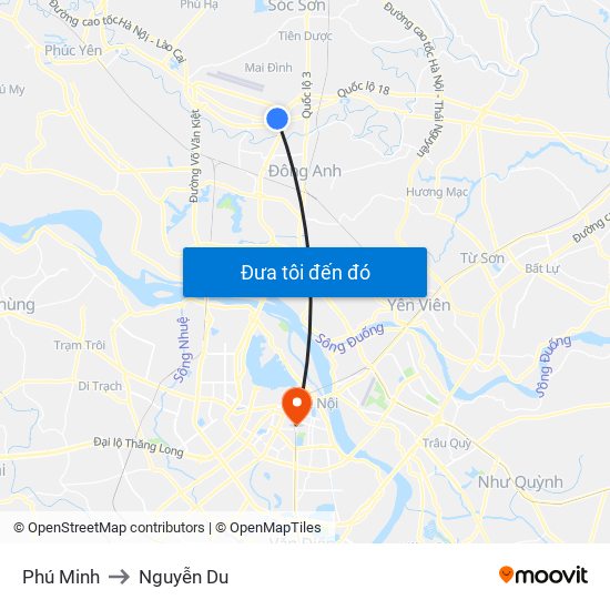 Phú Minh to Nguyễn Du map