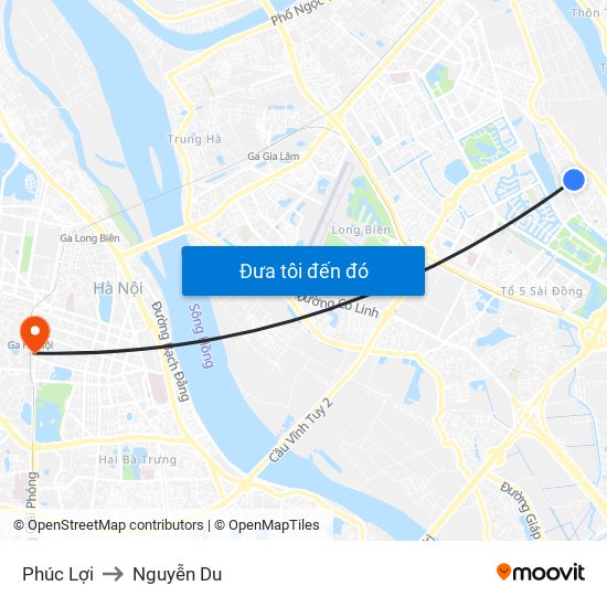 Phúc Lợi to Nguyễn Du map