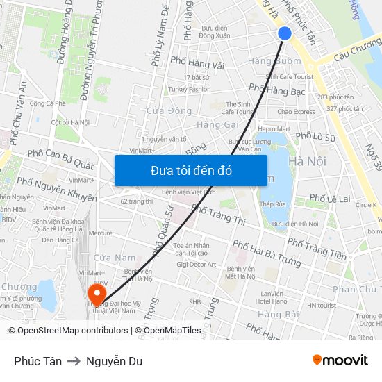 Phúc Tân to Nguyễn Du map