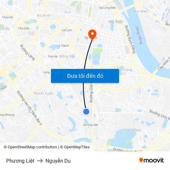 Phương Liệt to Nguyễn Du map