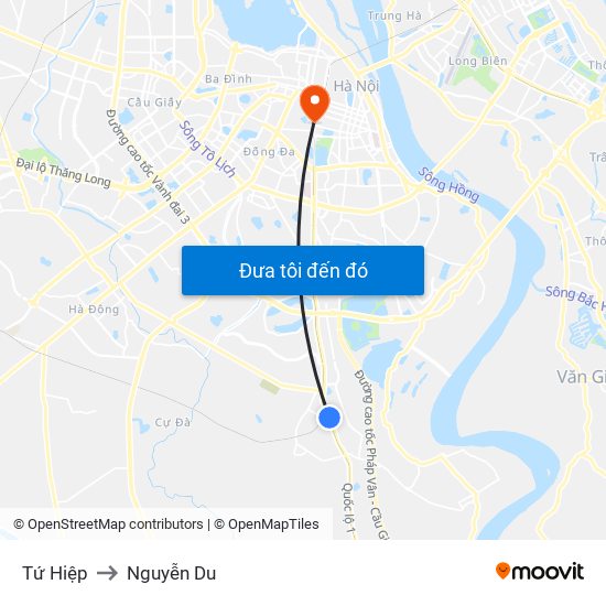 Tứ Hiệp to Nguyễn Du map