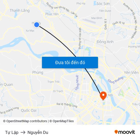 Tự Lập to Nguyễn Du map