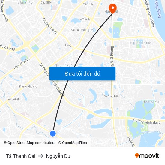 Tả Thanh Oai to Nguyễn Du map