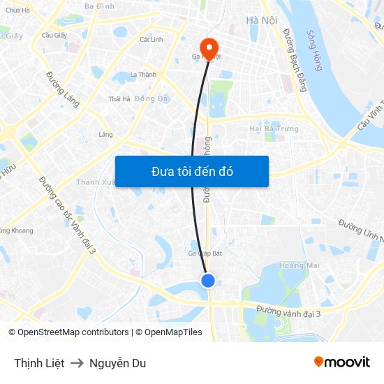 Thịnh Liệt to Nguyễn Du map