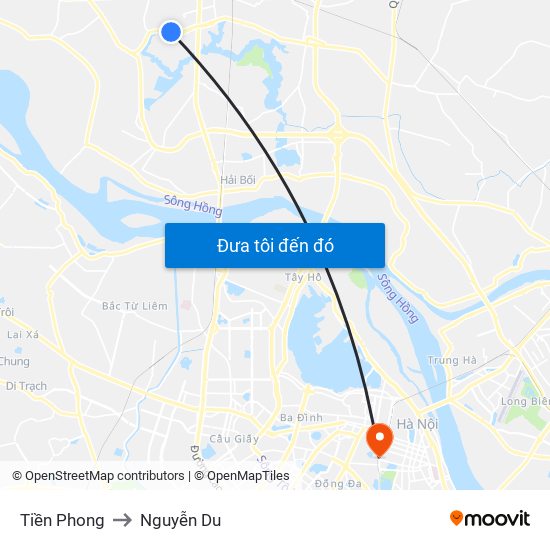Tiền Phong to Nguyễn Du map