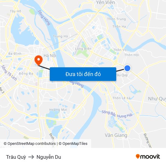Trâu Quỳ to Nguyễn Du map