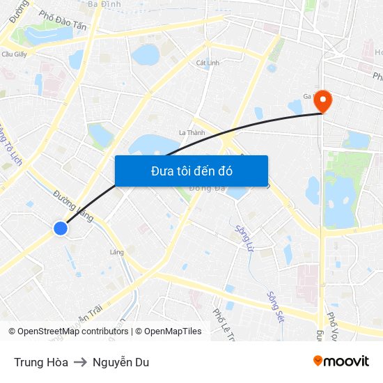 Trung Hòa to Nguyễn Du map