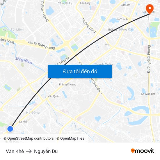 Văn Khê to Nguyễn Du map