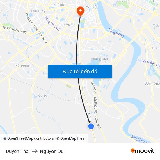Duyên Thái to Nguyễn Du map