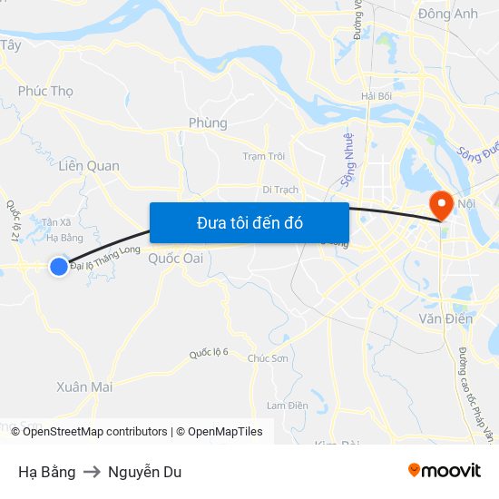 Hạ Bằng to Nguyễn Du map