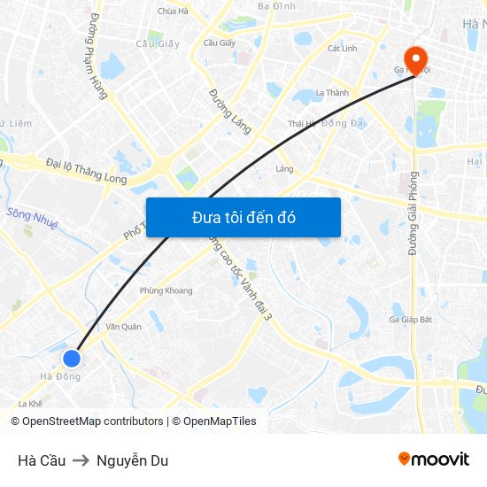 Hà Cầu to Nguyễn Du map