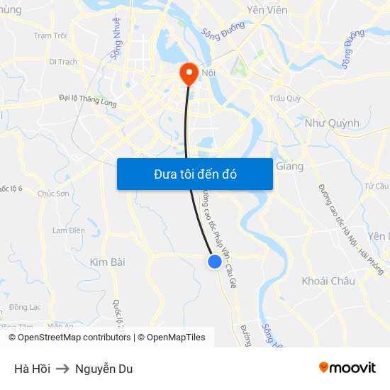 Hà Hồi to Nguyễn Du map