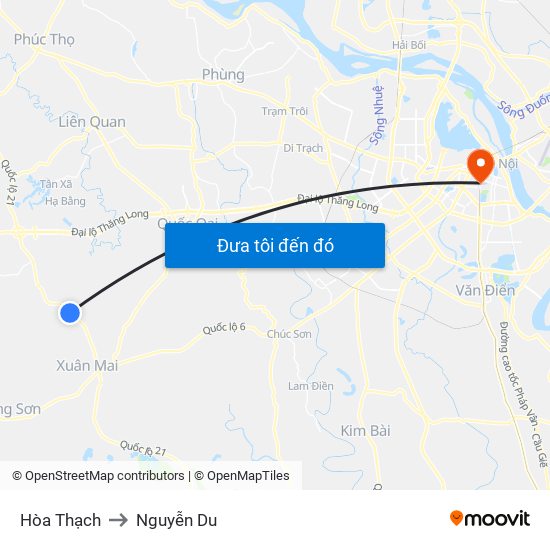 Hòa Thạch to Nguyễn Du map