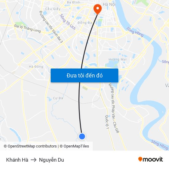 Khánh Hà to Nguyễn Du map