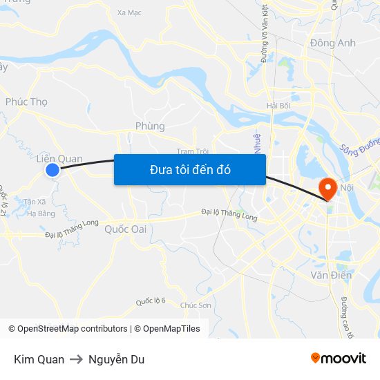 Kim Quan to Nguyễn Du map