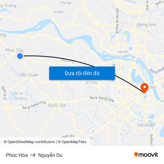 Phúc Hòa to Nguyễn Du map