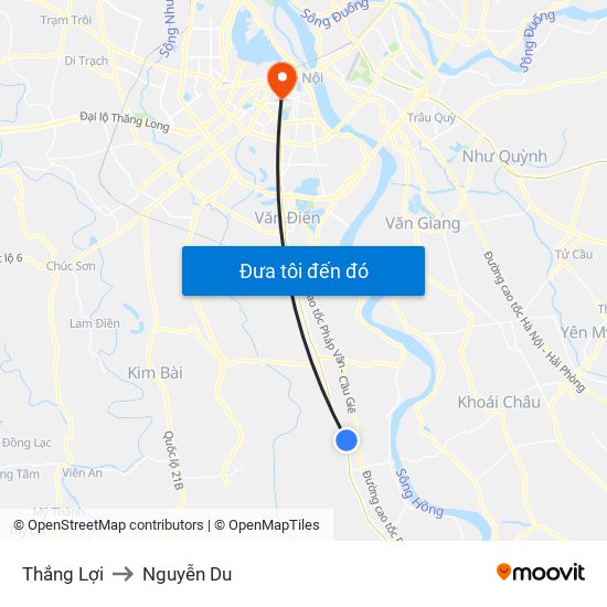 Thắng Lợi to Nguyễn Du map