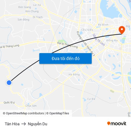 Tân Hòa to Nguyễn Du map