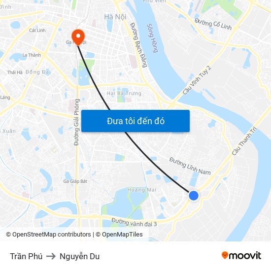 Trần Phú to Nguyễn Du map