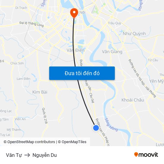 Văn Tự to Nguyễn Du map