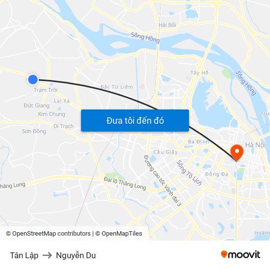 Tân Lập to Nguyễn Du map