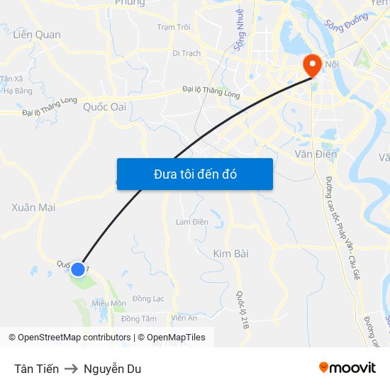 Tân Tiến to Nguyễn Du map
