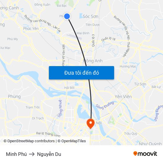 Minh Phú to Nguyễn Du map