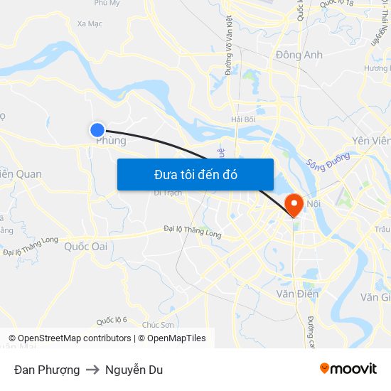 Đan Phượng to Nguyễn Du map