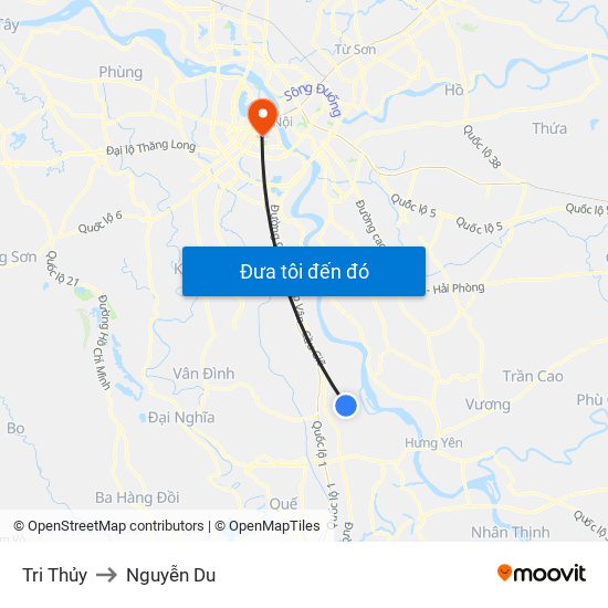 Tri Thủy to Nguyễn Du map