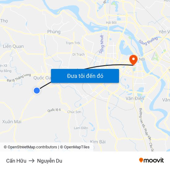Cấn Hữu to Nguyễn Du map