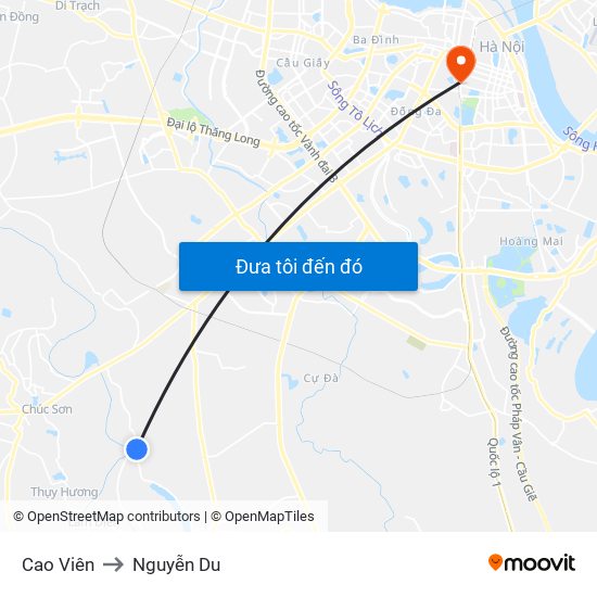 Cao Viên to Nguyễn Du map