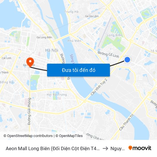 Aeon Mall Long Biên (Đối Diện Cột Điện T4a/2a-B Đường Cổ Linh) to Nguyễn Du map