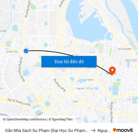 Gần Nhà Sách Sư Phạm (Đại Học Sư Phạm Hà Nội) - 136 Xuân Thủy to Nguyễn Du map