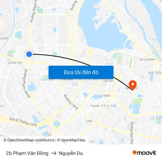 2b Phạm Văn Đồng to Nguyễn Du map