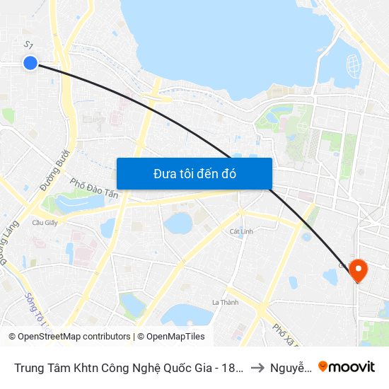 Trung Tâm Khtn Công Nghệ Quốc Gia - 18 Hoàng Quốc Việt to Nguyễn Du map