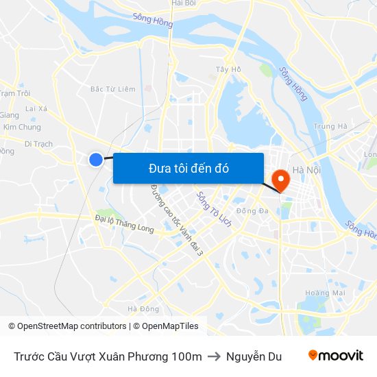 Trước Cầu Vượt Xuân Phương 100m to Nguyễn Du map